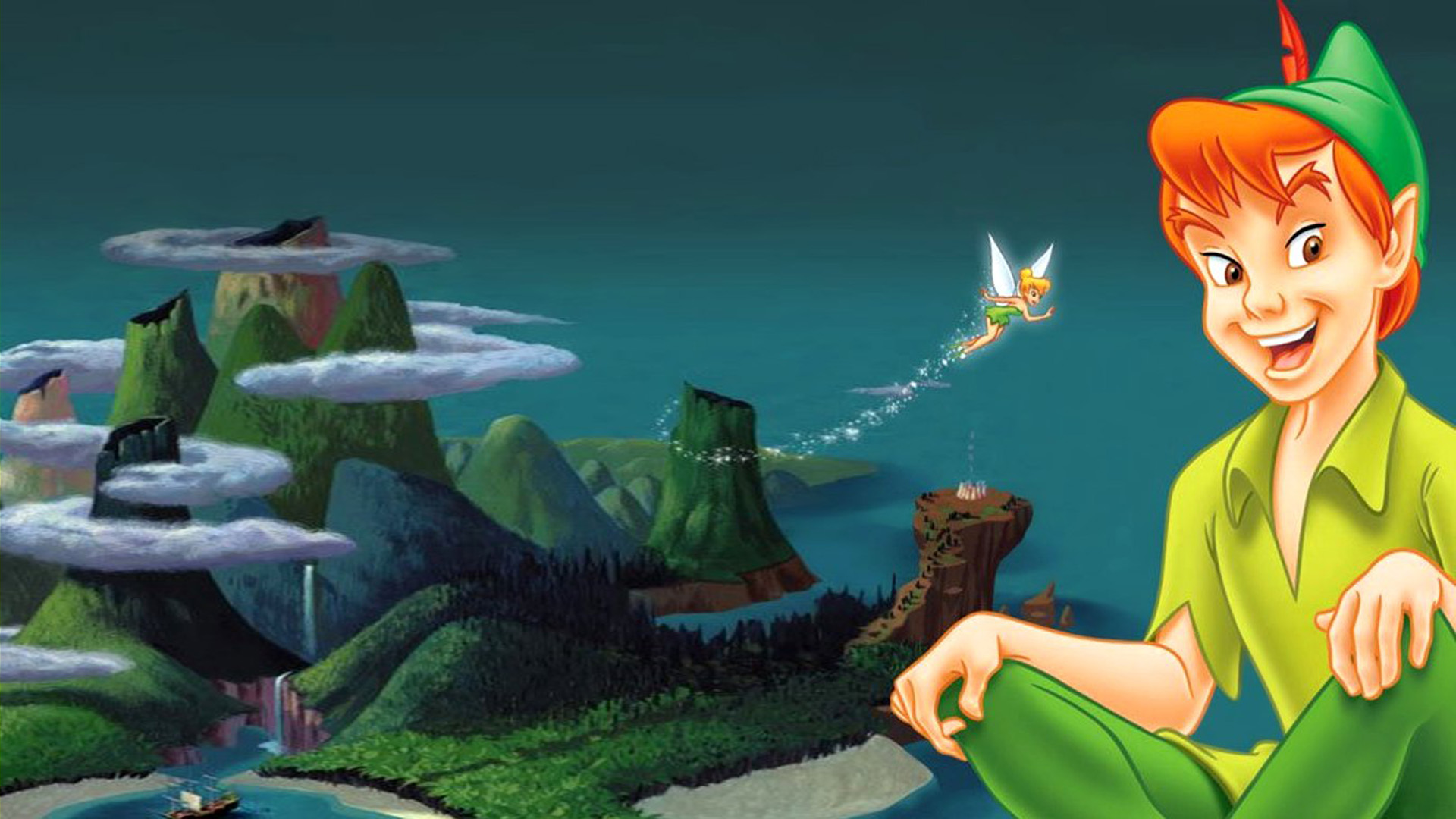 Peter Pan And Tinker Bell In Return To Pantoland Cartoon - Peter Pan , HD Wallpaper & Backgrounds