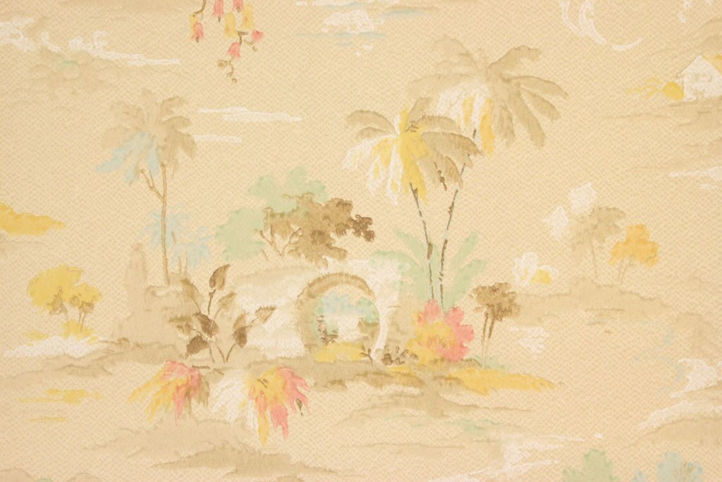 1920s Vintage Wallpaper Palm Trees 1920s Vintage Wallpaper - Painting , HD Wallpaper & Backgrounds