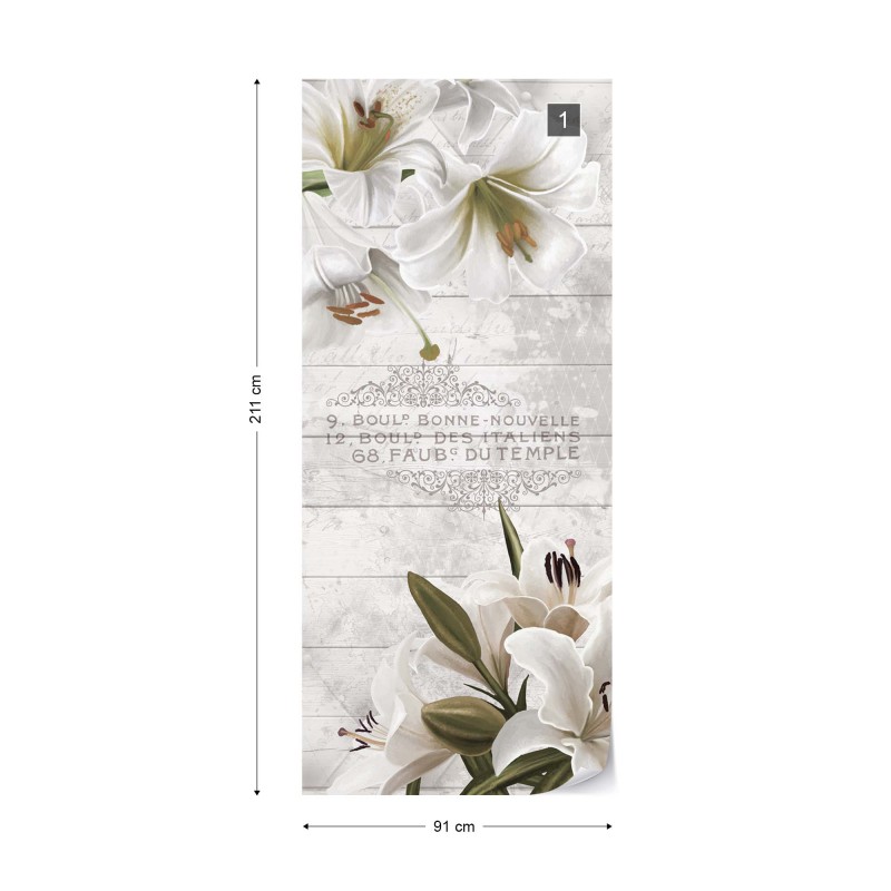 Vintage Chic Flowers Wood Planks French Script Photo - Lily , HD Wallpaper & Backgrounds