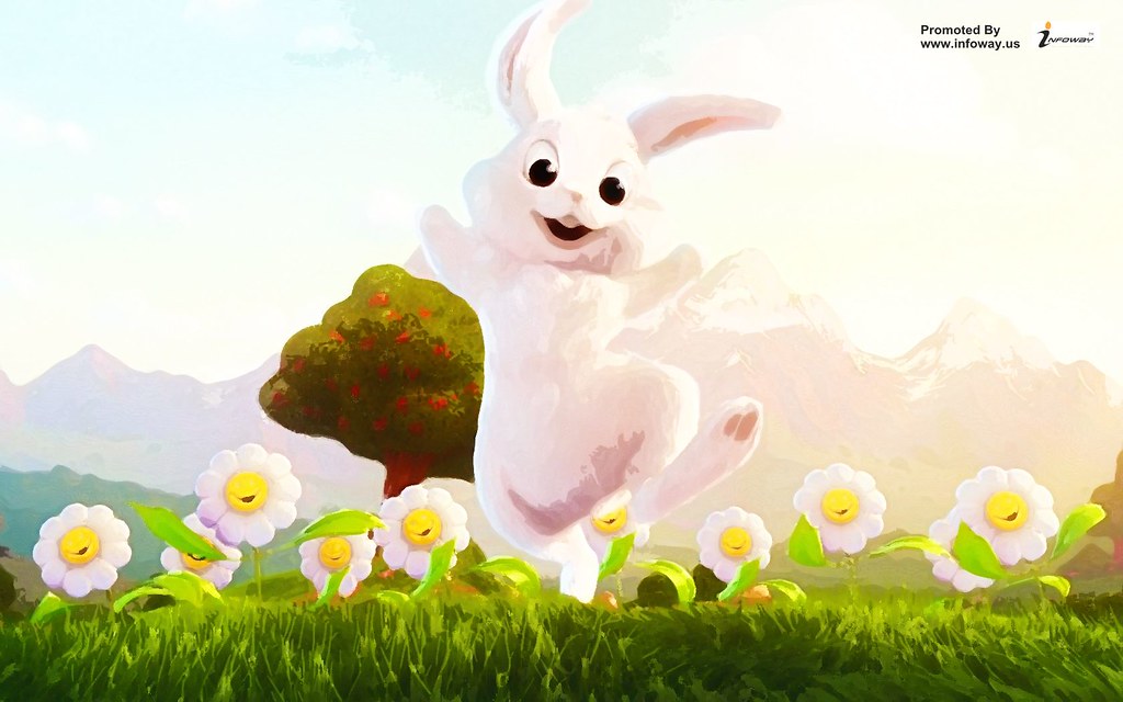 Lovely Cartoon Wallpaper A Naughty Rabbit - 3d Animals , HD Wallpaper & Backgrounds