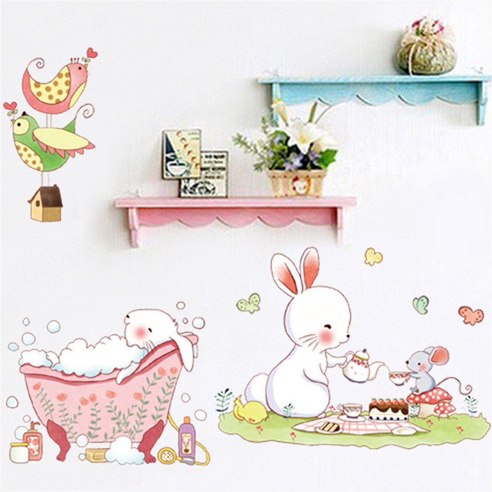 Edc Diy Cartoon Cute Rabbit & Mouse Wall Stickers, - Am9171 , HD Wallpaper & Backgrounds