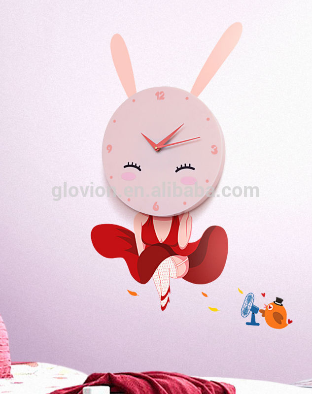 Lovely Rabbit Wallpaper Clock Wall Sticker Clock Bunny - Paper Children's Bedroom Clock Design For Kids , HD Wallpaper & Backgrounds