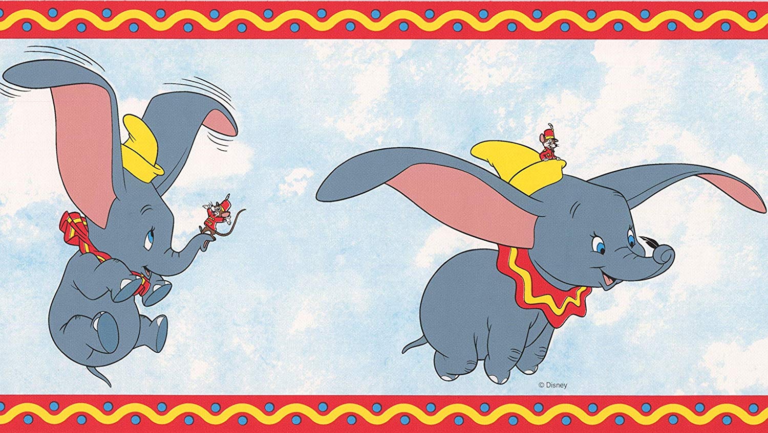 Dumbo The Elephant Disney Cartoon Wallpaper Border - Dumbo Wallpaper Border , HD Wallpaper & Backgrounds