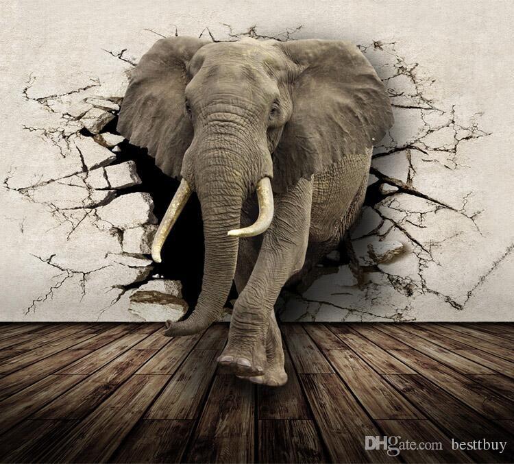 High Quality Flash Cloth Wallpaper / Animal Living - 3d Wallpaper Elephant , HD Wallpaper & Backgrounds