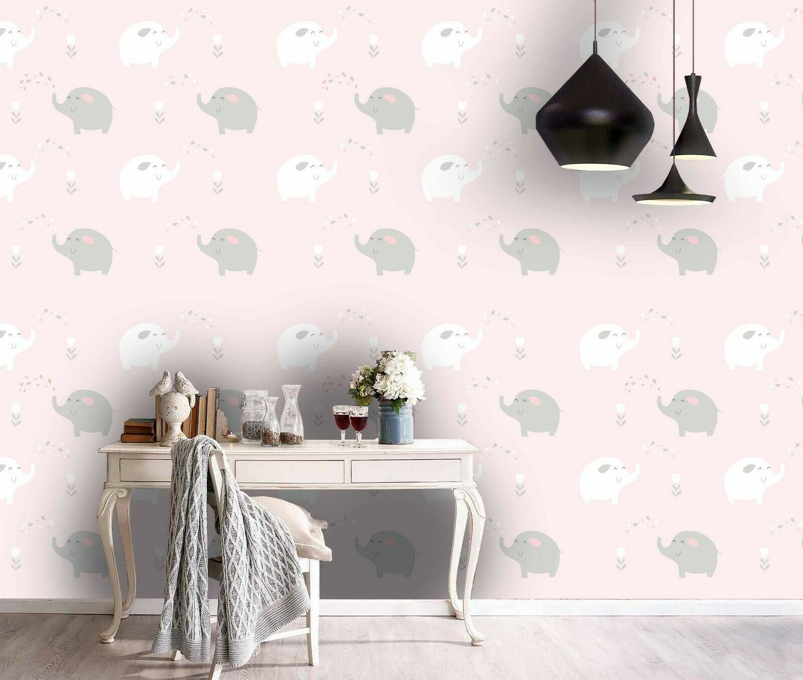 3d Pink Elephant Pattern Self-adhesive Removable Bedroom - Wallpaper , HD Wallpaper & Backgrounds