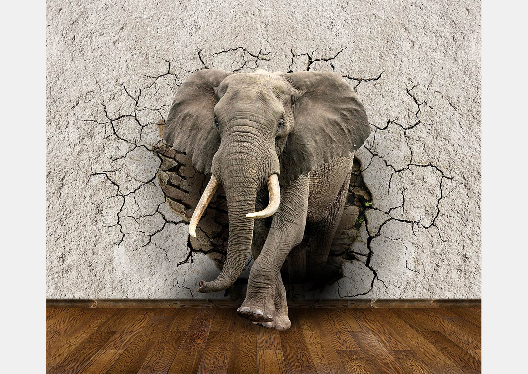 3d, An Elephant Breaking A Wall - Elephant Breaking Through Wall , HD Wallpaper & Backgrounds