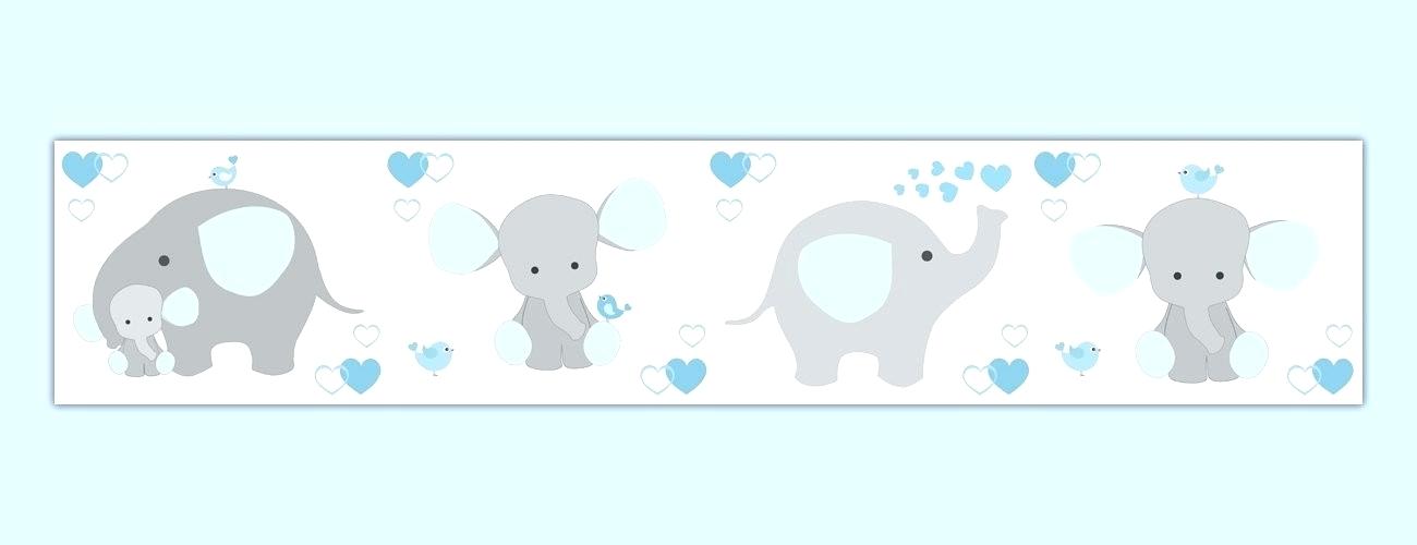 Wallpaper Border Boy Baby Elephant Fantastic Blue Grey - Grey And Blue Elephant , HD Wallpaper & Backgrounds