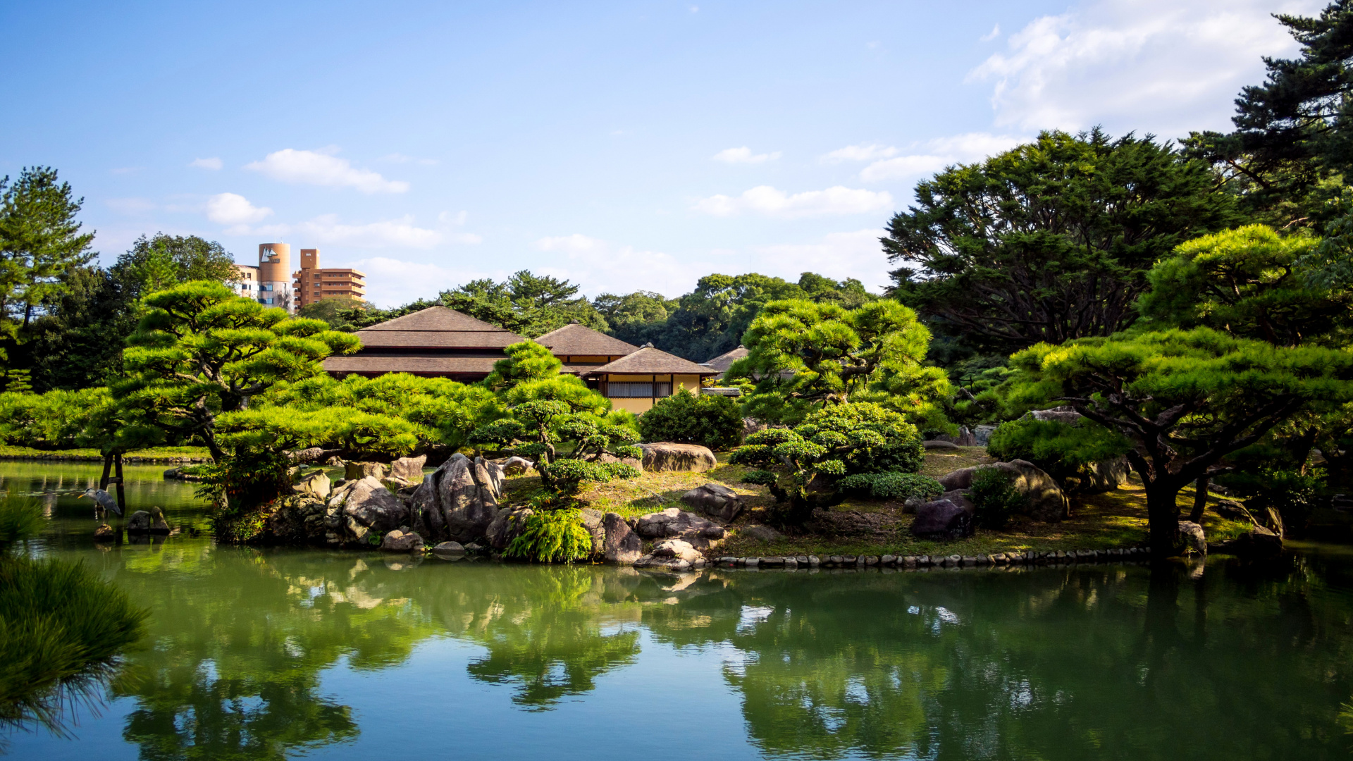 Reflection, Japanese Garden, Park, Body Of Water, Botanical - Ritsurin Garden , HD Wallpaper & Backgrounds