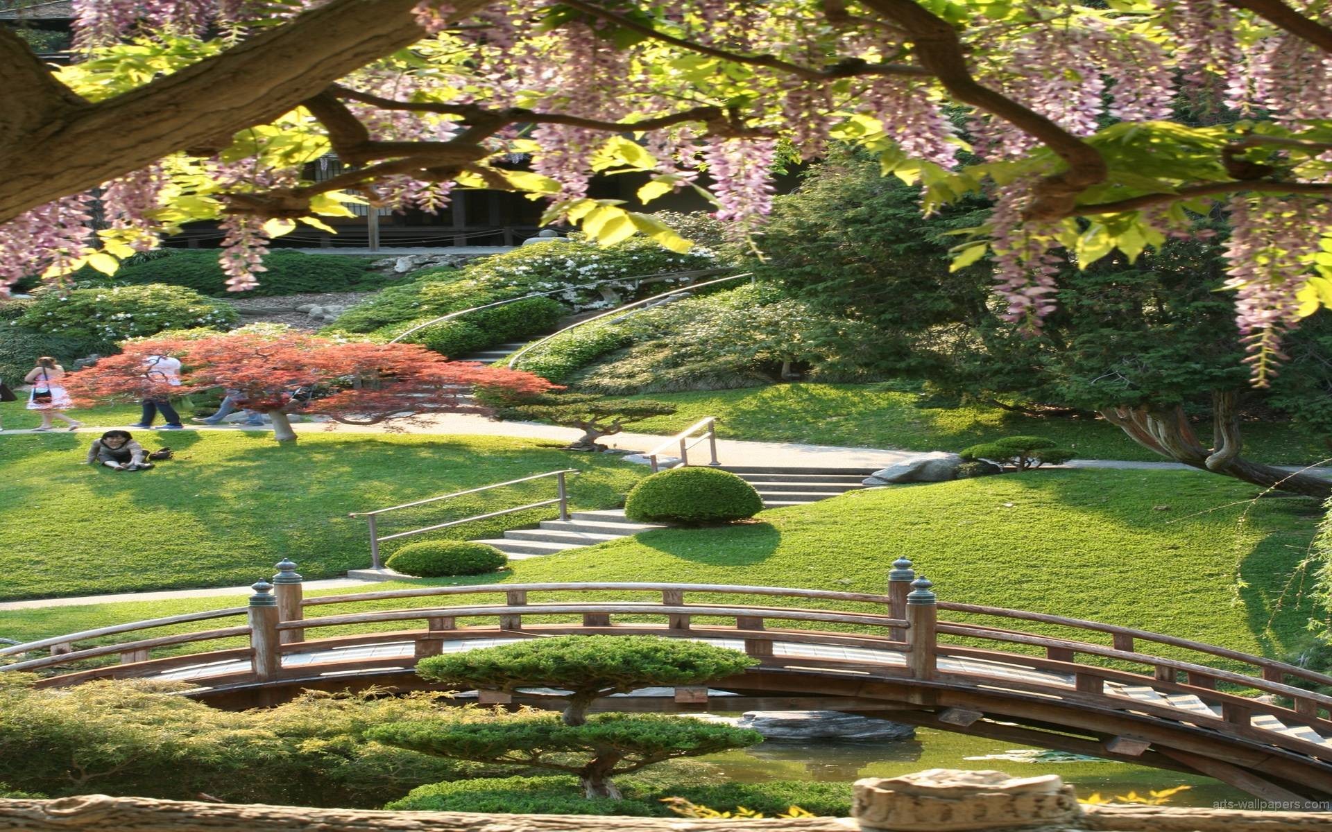 Japanese Flower Garden Wallpaper - Japanese Zen Garden Desktop Background , HD Wallpaper & Backgrounds