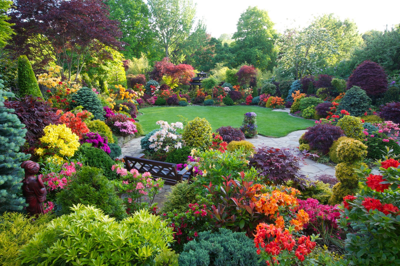 Beautiful Home Flower Gardens - Beautiful Garden Of Flowers , HD Wallpaper & Backgrounds
