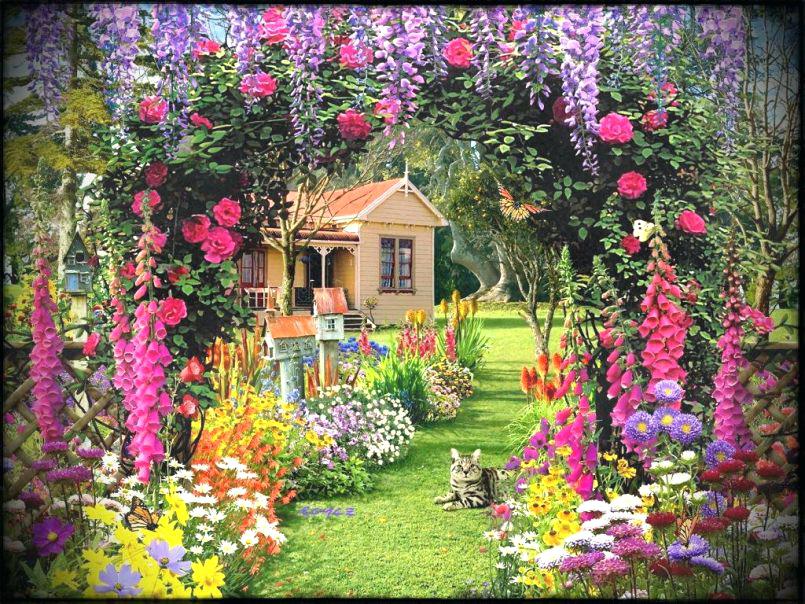 Beautiful Flowers Garden Ideas Most Flower Free Wallpapers - Cottage Garden , HD Wallpaper & Backgrounds