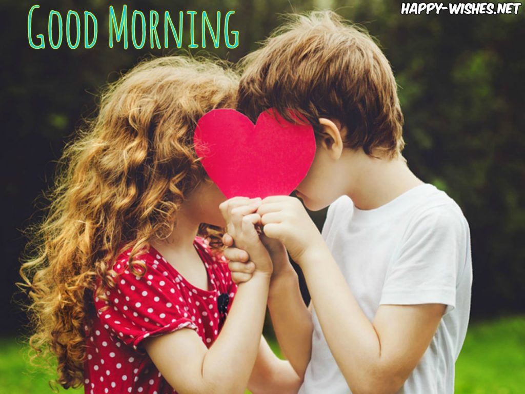 Good Morning Wishes With Romantic Kiss Images Kids - Love Boy And Girl , HD Wallpaper & Backgrounds