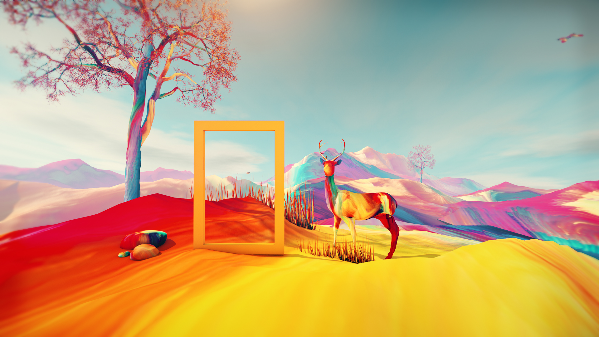 Colorful Digital Art Deer - Colorful Digital Art Wallpaper Hd , HD Wallpaper & Backgrounds