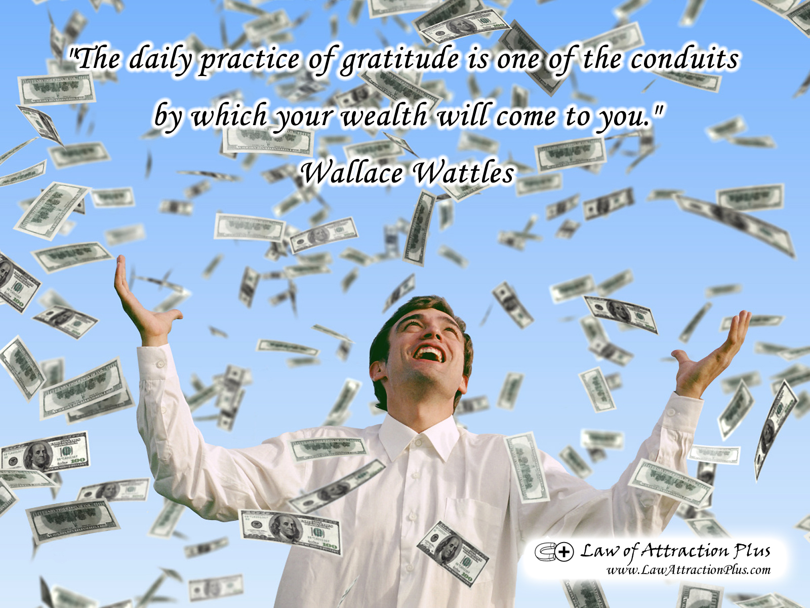 Free Law Of Attraction Wallpaper With Quote By Wallace - Money From The Sky , HD Wallpaper & Backgrounds