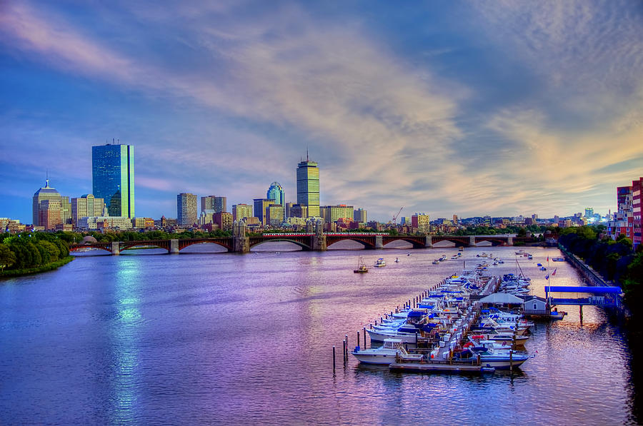 Boston Skyline Sunset Sunset Boston Hd Wallpaper Backgrounds Download