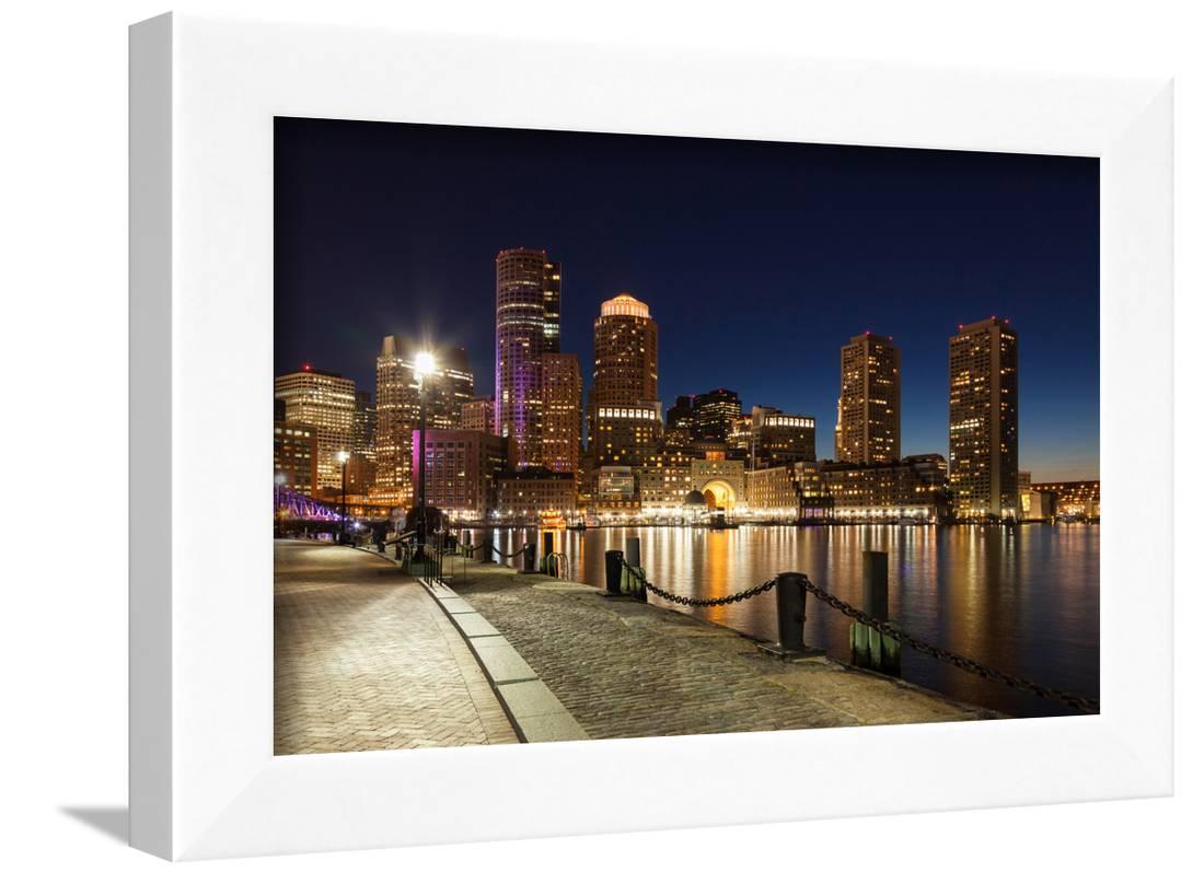 Boston Skyline By Night - Boston Skyline , HD Wallpaper & Backgrounds