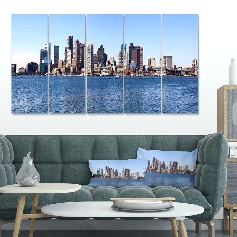 Boston Skyline Canvas Art Panorama 5 Piece Wall On - Design Art , HD Wallpaper & Backgrounds