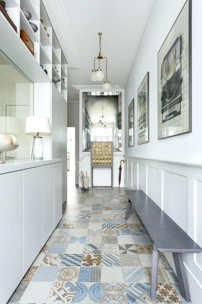 Hallways Ideas Hall Transitional With Wall Floor Tiles - Light Gray Wainscoting , HD Wallpaper & Backgrounds