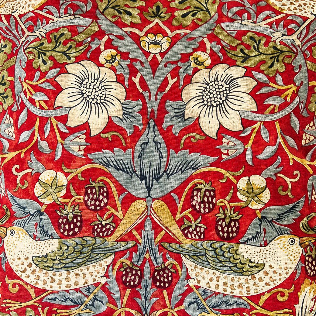 William Morris Strawberry Thief Crimson Lined Curtains - William Morris Strawberry Thief Cushion , HD Wallpaper & Backgrounds