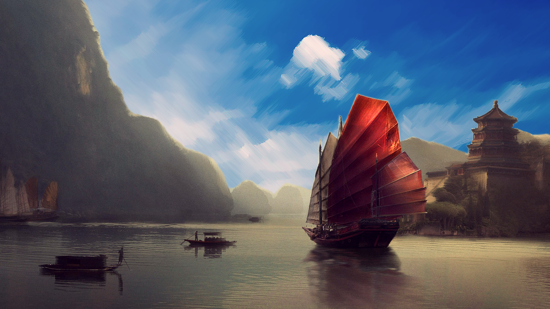 Asia Wallpaper - Fantasy Riverboat , HD Wallpaper & Backgrounds