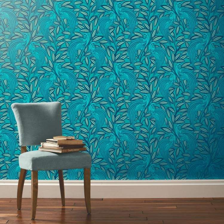 Tailfeather Peacock Blue - Wall Design Texture Peacock Blue , HD Wallpaper & Backgrounds
