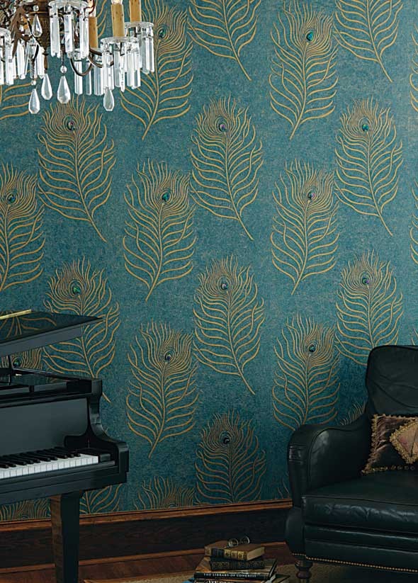 Peacock Blue Wallpaper - Art Deco Wallpaper Peacock Blue , HD Wallpaper & Backgrounds
