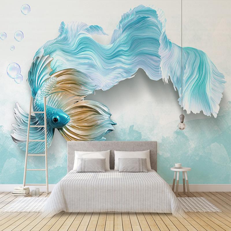 Custom 3d Mural Wallpaper Modern 3d Abstract Blue Peacock - 3d Wallpaper Cute Animals , HD Wallpaper & Backgrounds