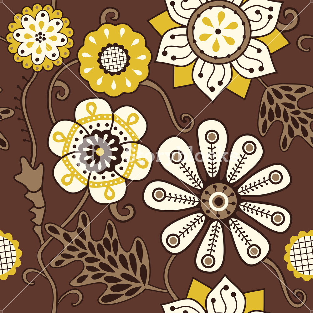 Colorful Floral Seamless Pattern In Cartoon Style - Illustration , HD Wallpaper & Backgrounds