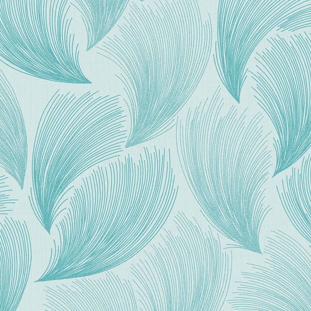 Rasch Gatsby Fan Pattern Feather Glitter Motif Vinyl - Teal Feather , HD Wallpaper & Backgrounds