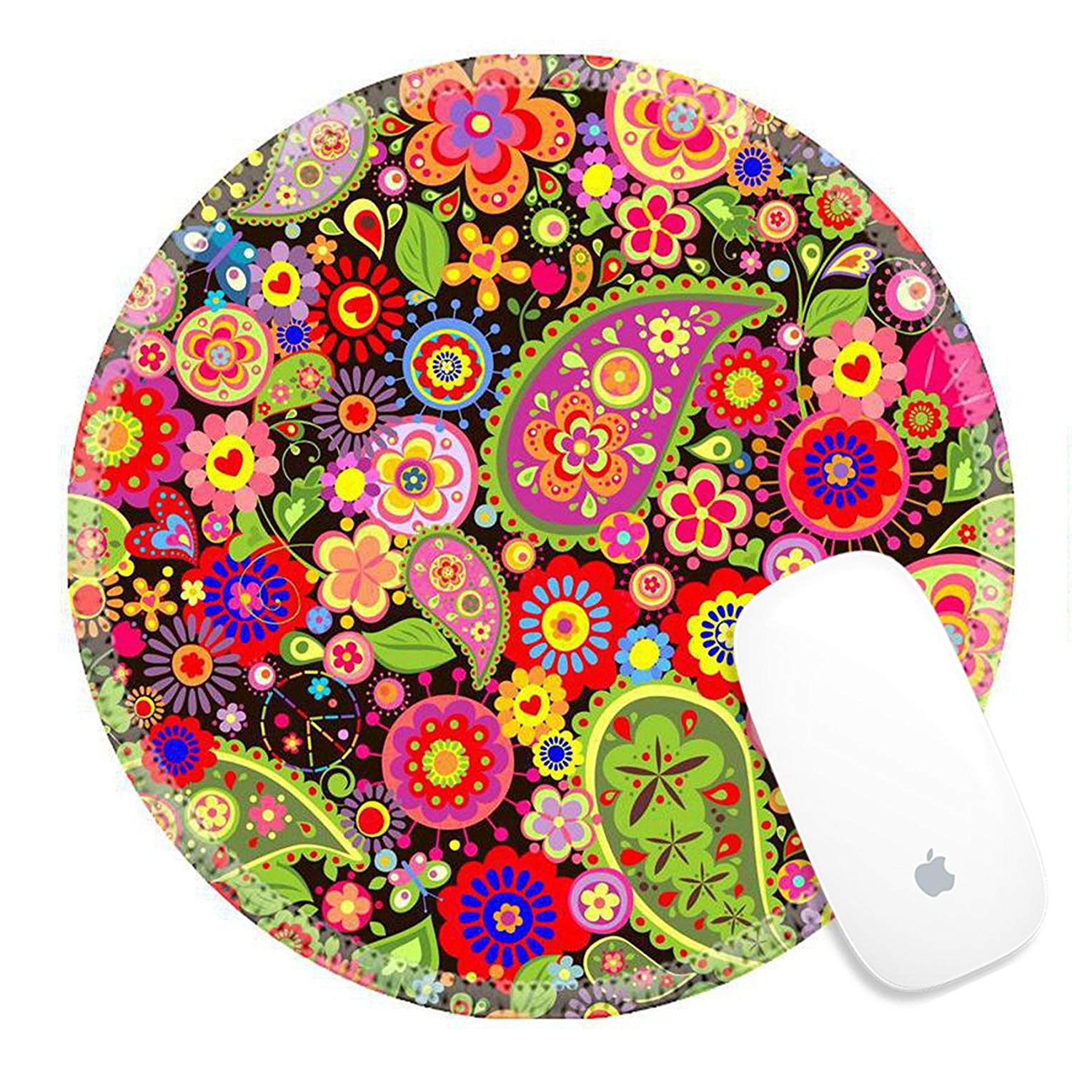 Luxlady Round Gaming Mousepad Id - Hippie Flower Pattern Png , HD Wallpaper & Backgrounds