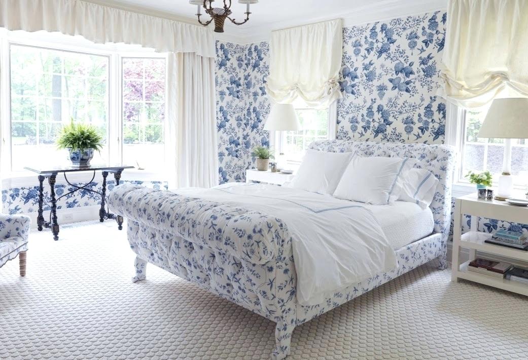 Wallpaper Bedroom Floral Wallpaper Bedroom Ideas Brilliant - Bedroom Wallpaper Ideas Blue And White , HD Wallpaper & Backgrounds