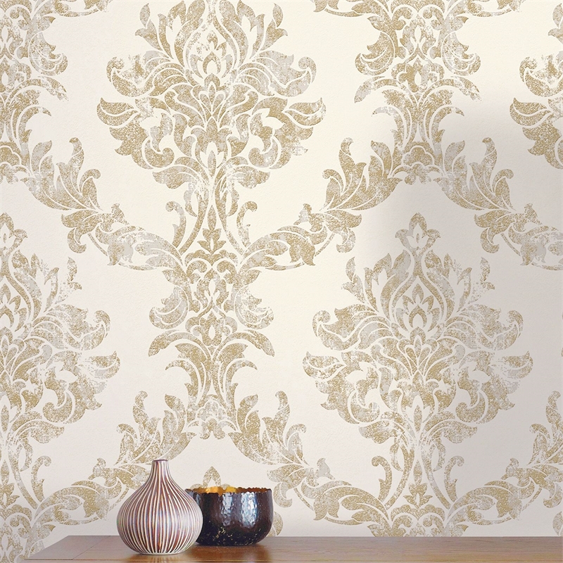Graham & Brown Opal Damask White & Gold Wallpaper - White And Gold Wallpaper For Walls , HD Wallpaper & Backgrounds