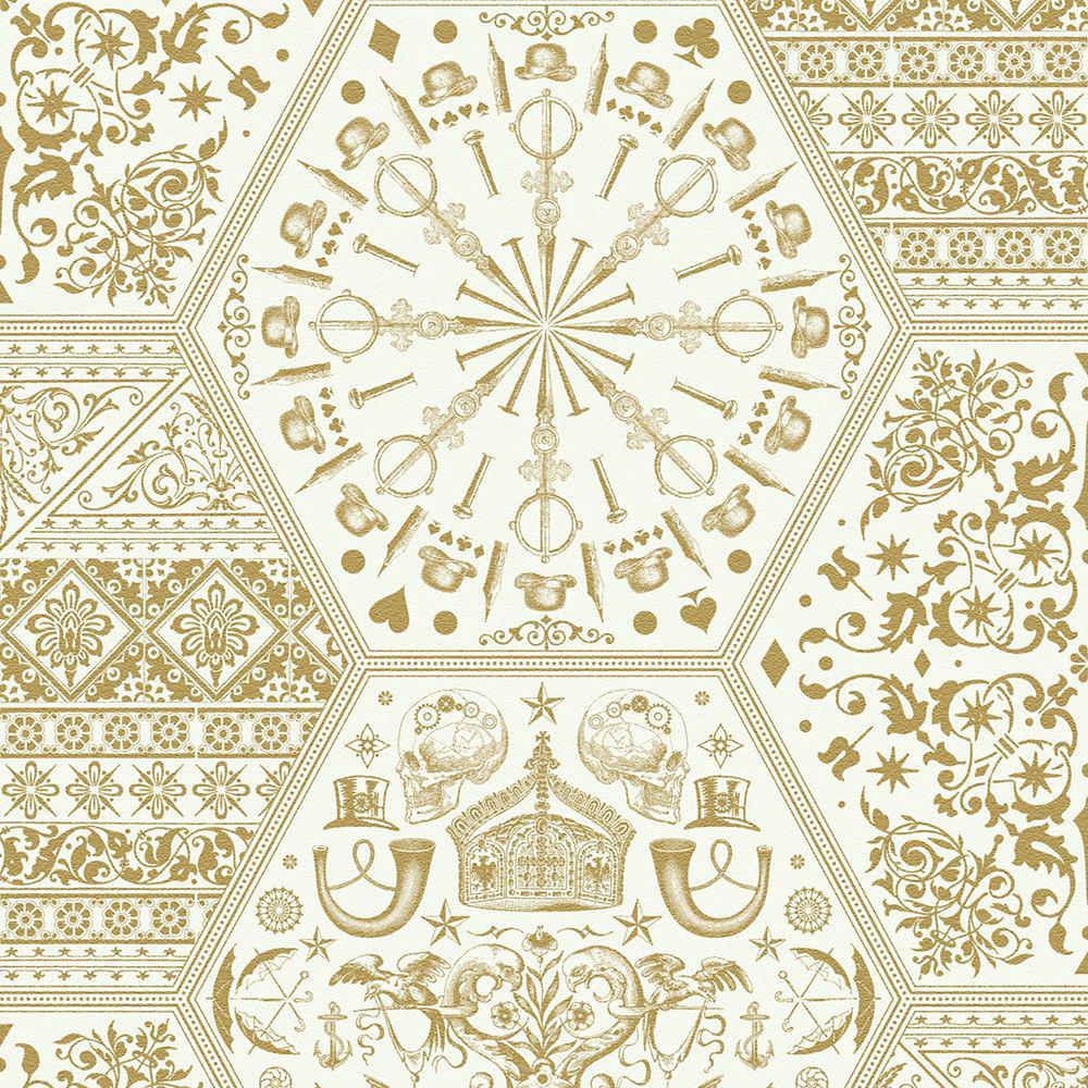 White And Gold Wallpaper Graham Brown World Heritage - Marcel Wanders , HD Wallpaper & Backgrounds