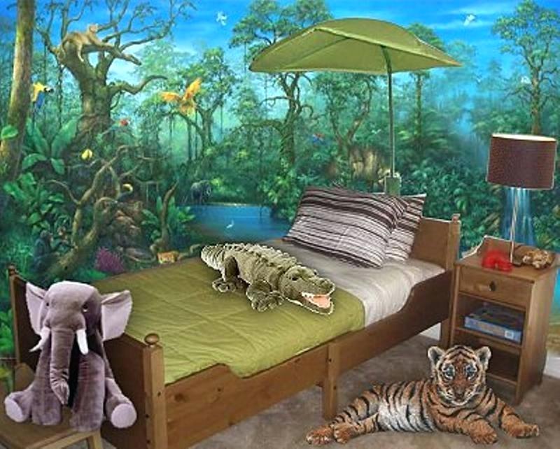 Jungle Themed Kids Room Jungle Themed Toddler Room - Jungle Themed Bedrooms , HD Wallpaper & Backgrounds