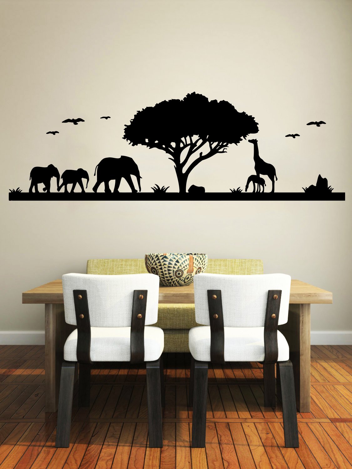 Safari Wall Decal Animals Jungle Safari African Tree - Yin Yang Wall Painting , HD Wallpaper & Backgrounds