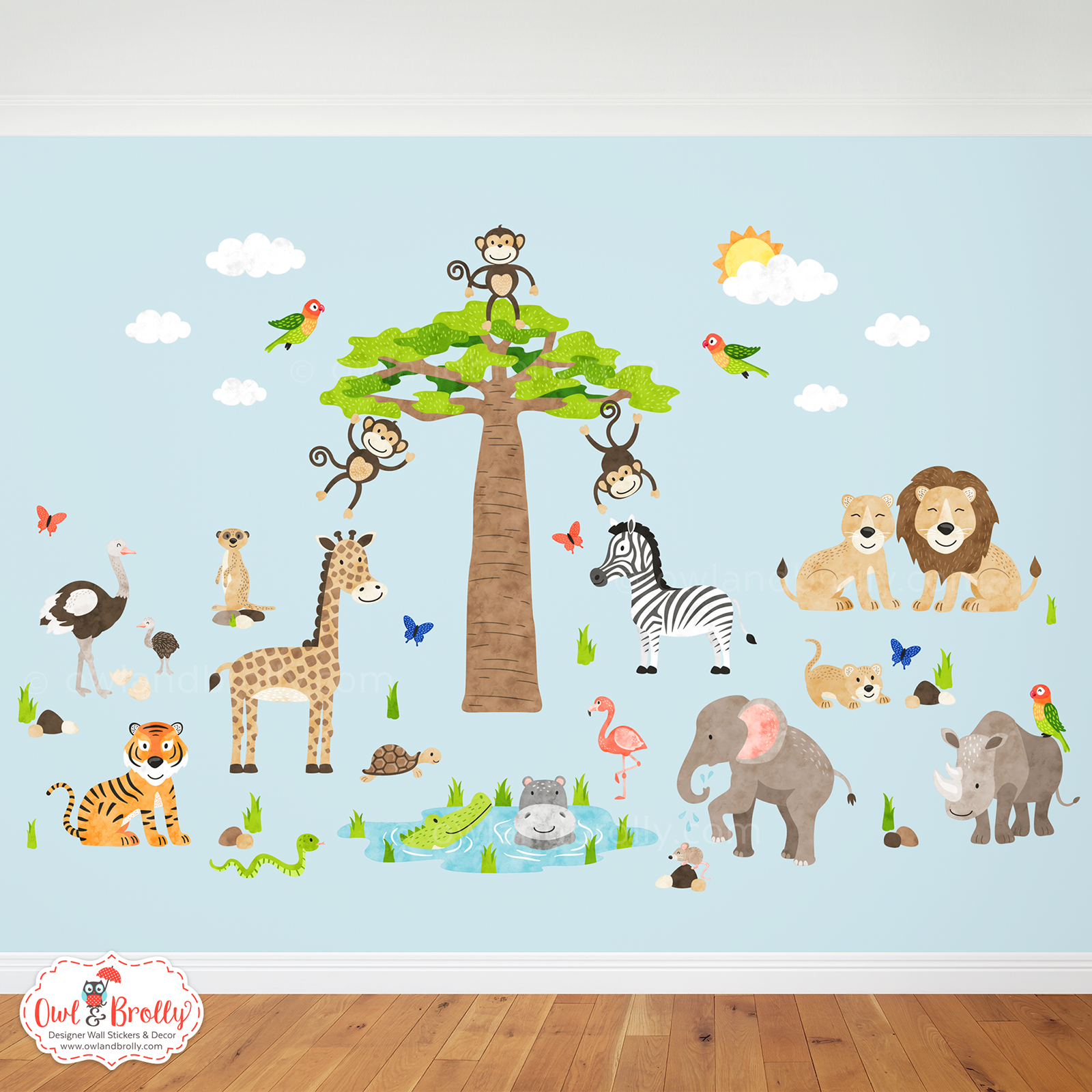 African Jungle Safari Fabric Wall - Cartoon , HD Wallpaper & Backgrounds