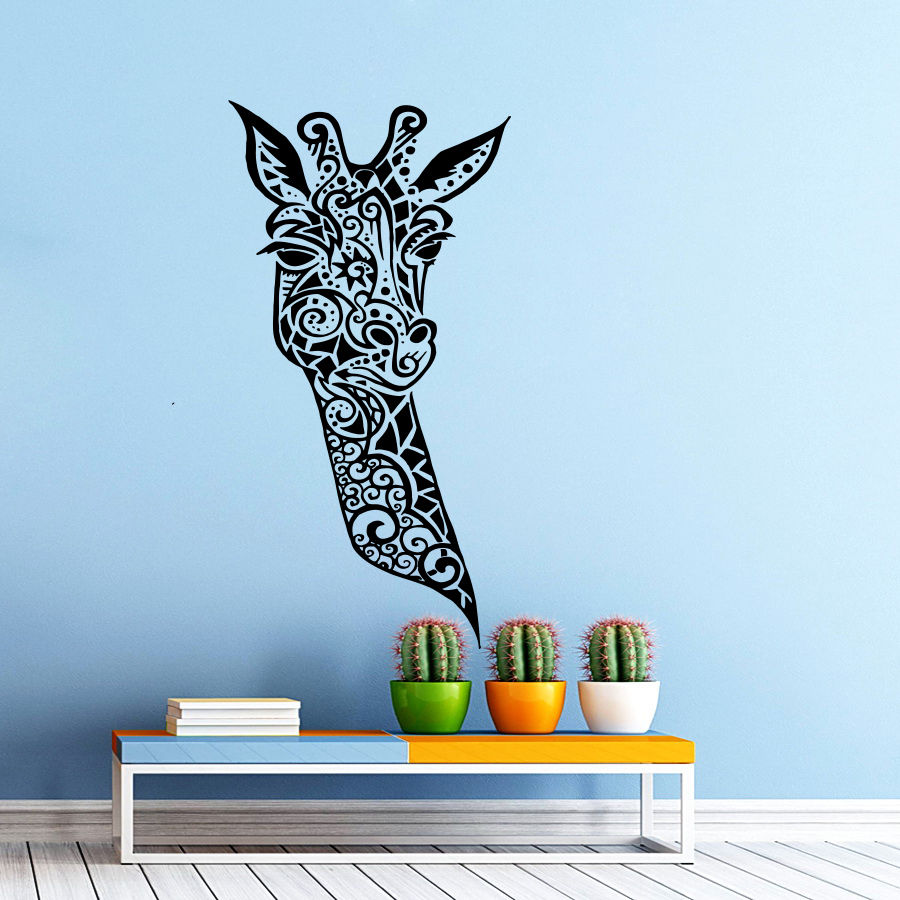 Giraffe Vinyl Wall Decal Giraffe Animals Jungle Safari - Adesivos De Parede Elefante , HD Wallpaper & Backgrounds