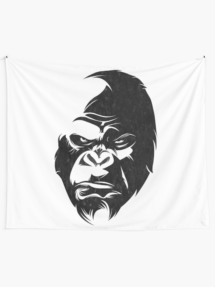 Angry Gorilla Mad Silverback African Animal Jungle - King Kong Face Drawing , HD Wallpaper & Backgrounds