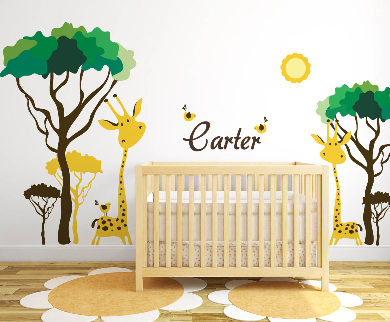 Baby Room Murals Jungle Wall Cool The Also With Bedroom - Sheep Nursery Wall Stickers , HD Wallpaper & Backgrounds