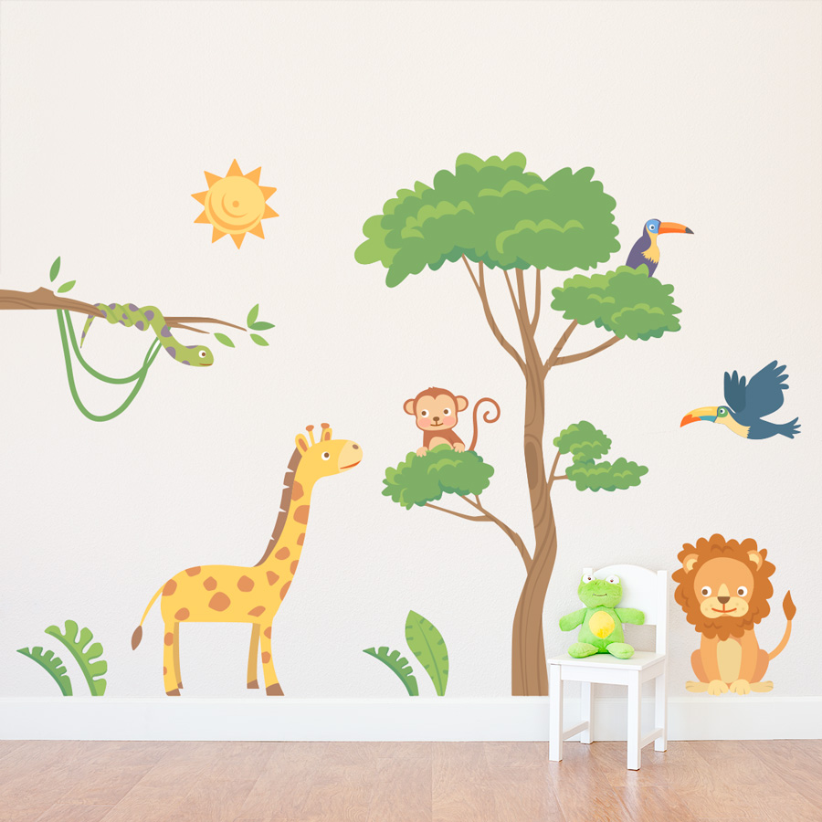 Jungle Safari Printed Wall Decal - Jungle Safari Wall Stickers , HD Wallpaper & Backgrounds