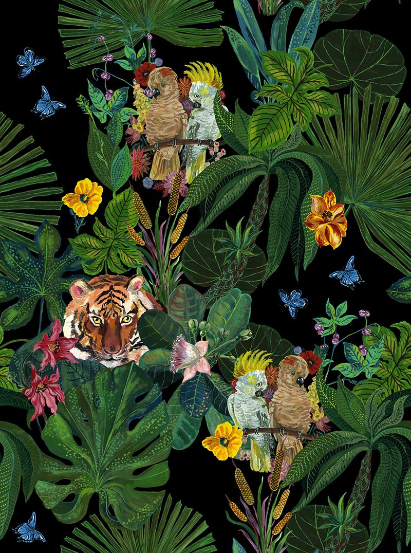 Floral Print Wallpaper - Jungle Flowers , HD Wallpaper & Backgrounds