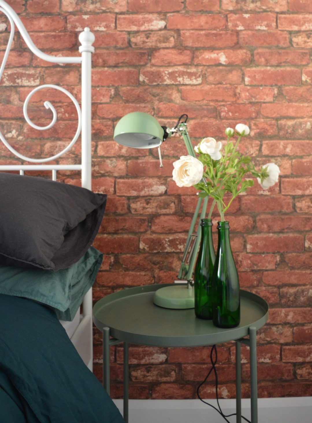After Master Bedroom Brick Wallpaper Green Flower Ikea - Gladom Ikea Table Green , HD Wallpaper & Backgrounds