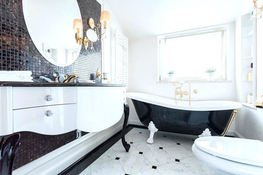 Art Deco Bathroom 3 Key Design Elements For Your Art - Black And White Bathroom With Clawfoot Tub , HD Wallpaper & Backgrounds