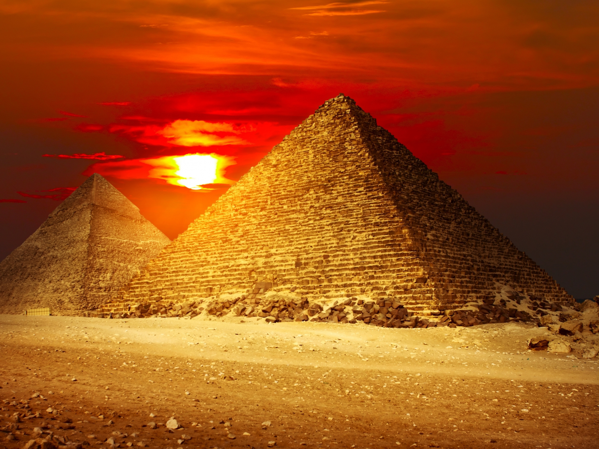 Monument, Sunset, Great Pyramid Of Giza, Sky, Cairo - Egypt Pyramids Wallpaper Hd , HD Wallpaper & Backgrounds