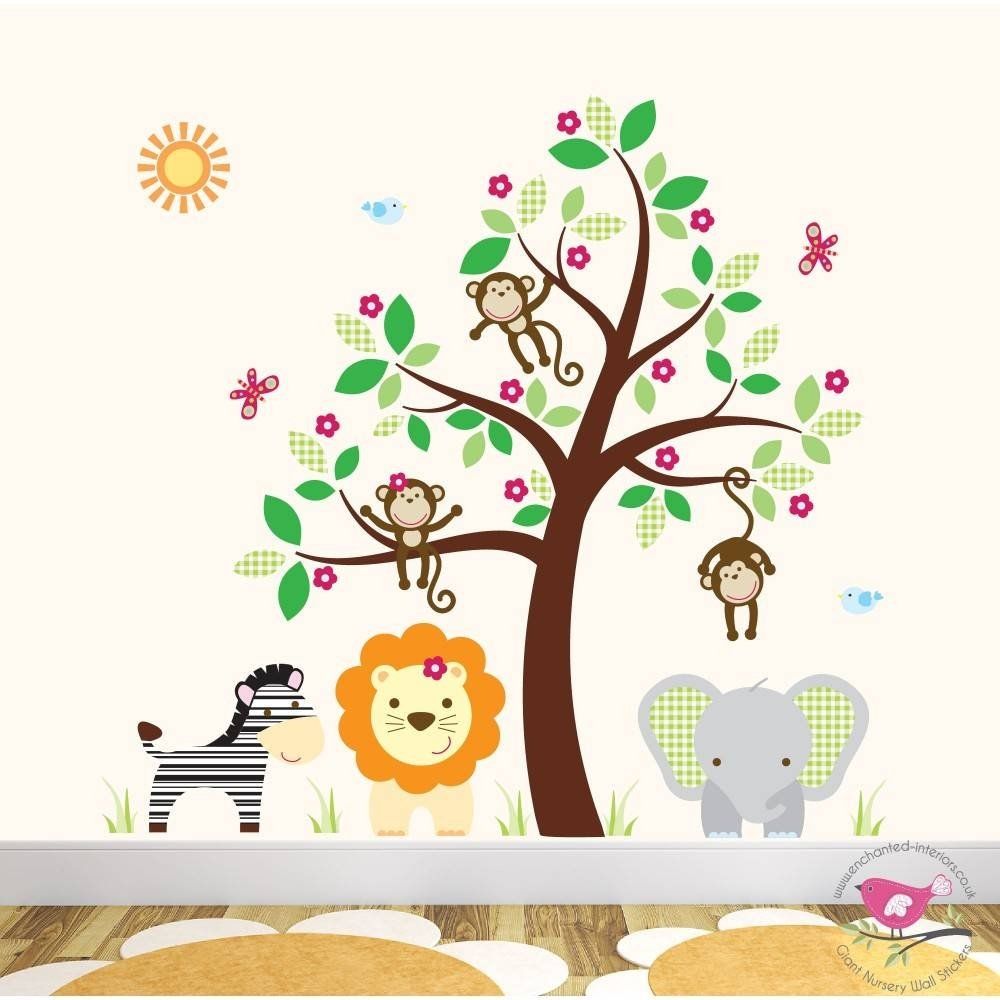 20 Collection Of Jungle Animal Wall Art - Wall Stickers For Nursery Uk , HD Wallpaper & Backgrounds