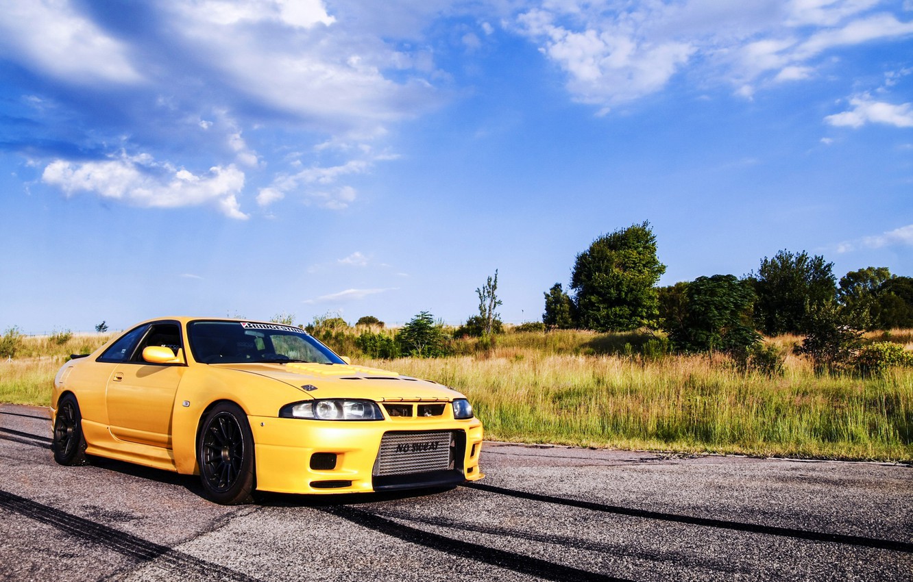 Photo Wallpaper Nissan, Skyline, Yellow, R33, Gt-r - Skyline R33 Gtr Yellow , HD Wallpaper & Backgrounds