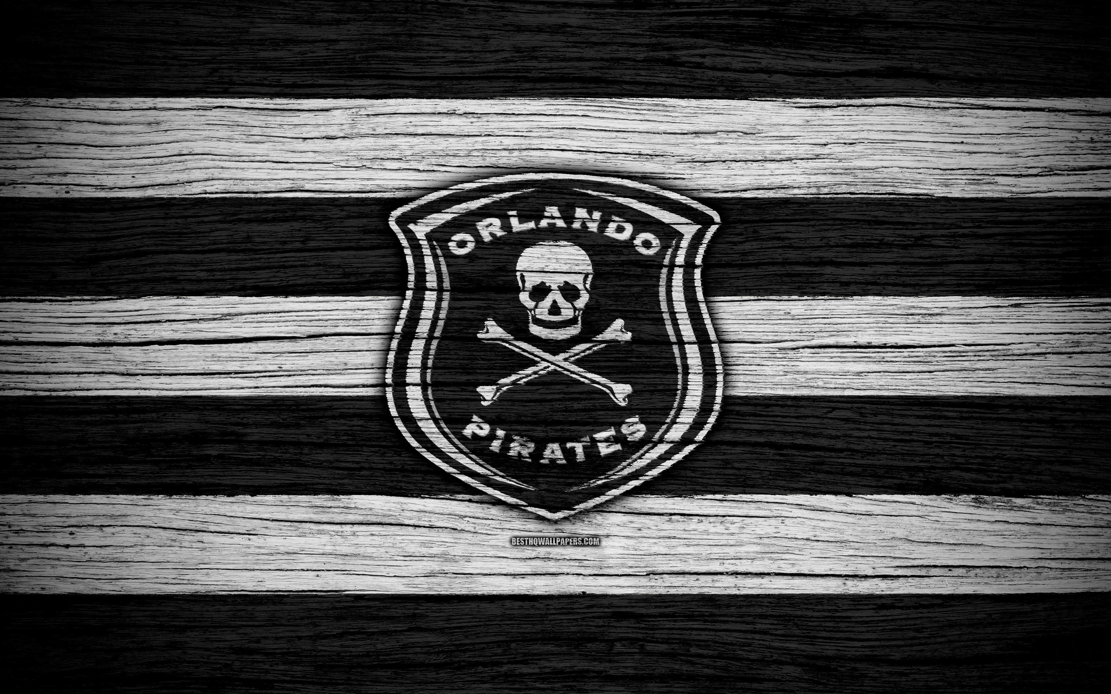 Download Wallpapers Fc Orlando Pirates, 4k, Wooden - Orlando Pirates Fc , HD Wallpaper & Backgrounds