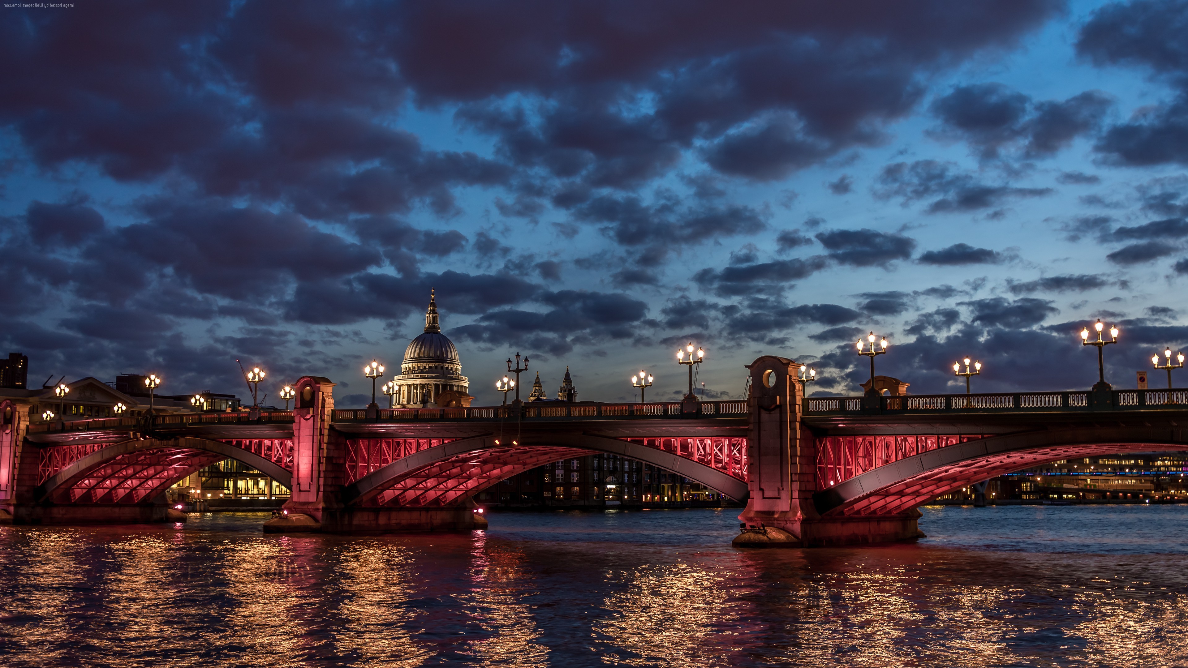 London, City, Landscape, Night, Cathedral, River Thames - London City Night Landscape , HD Wallpaper & Backgrounds
