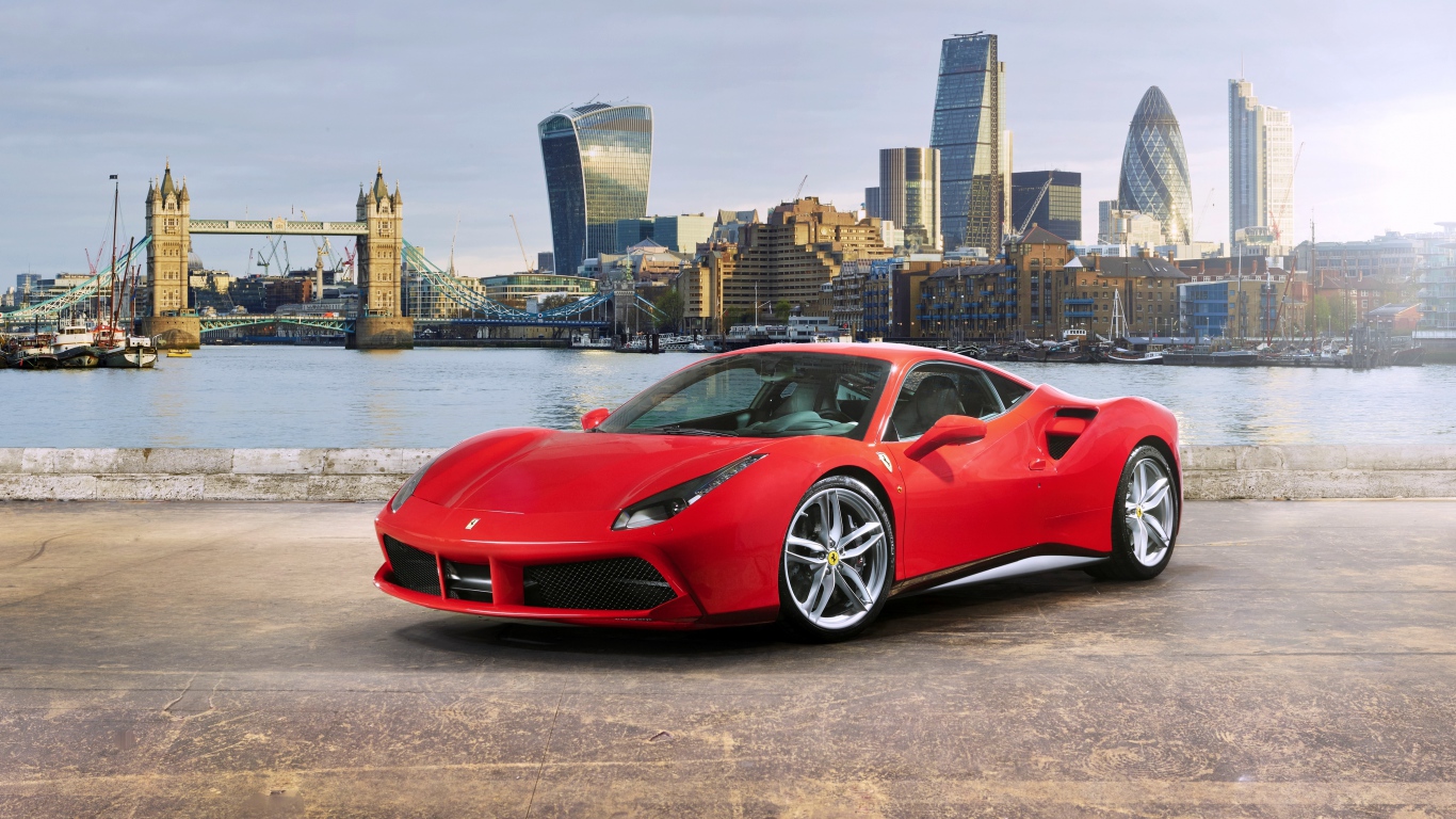 Hd Background Ferrari 488 Gtb Red Front And Side View - Ferrari 488 Gtb , HD Wallpaper & Backgrounds