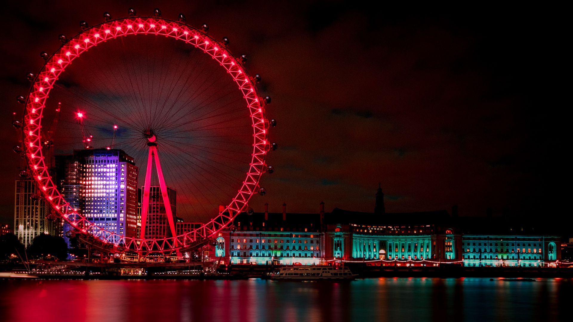 Wallpaper Ferris Wheel, Night City, London, United - London Eye , HD Wallpaper & Backgrounds